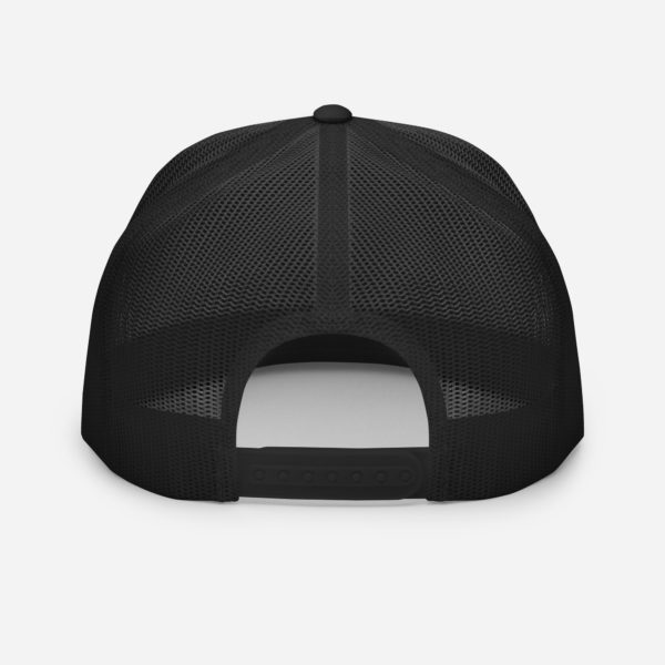 Back view of black-white Merry AF cap.