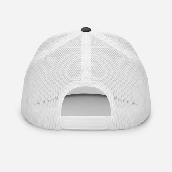 Back view of charcoal-white Merry AF cap.