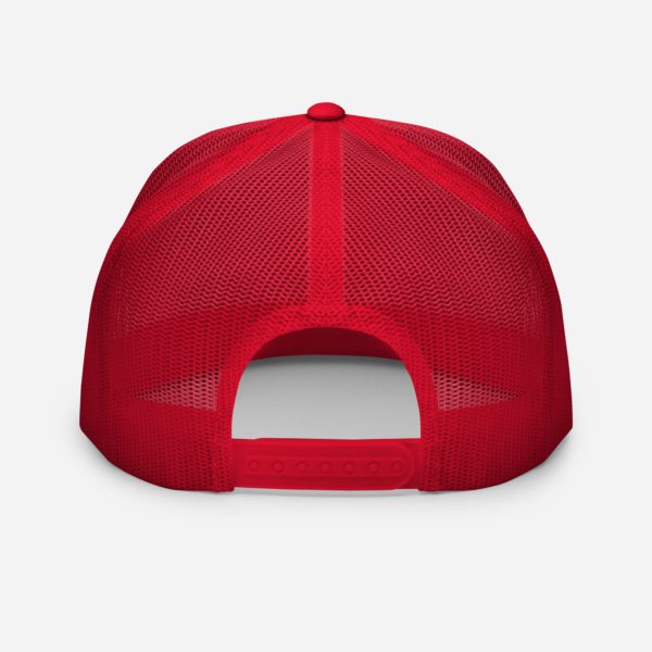 Back view of red-white Merry AF cap.