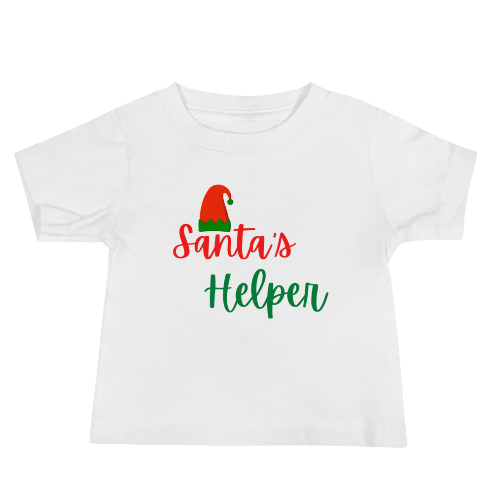 Santa's Helper Baby Jersey- white