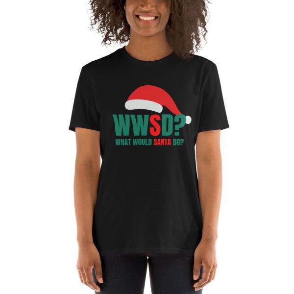 Model for black WWSD T-shirt.
