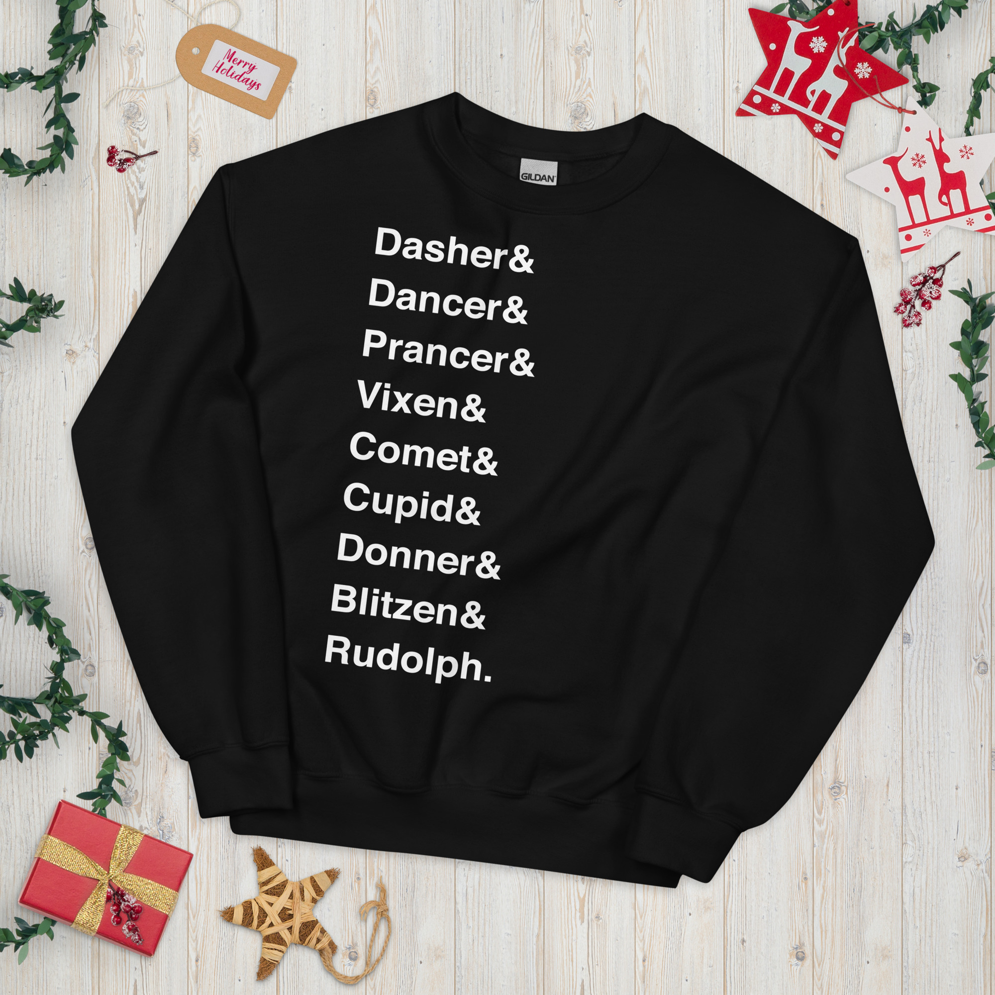 Santa's Reindeer sweatshirt- black