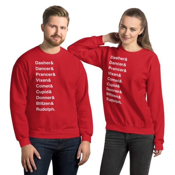 Santa's Reindeer sweatshirt- red- couple