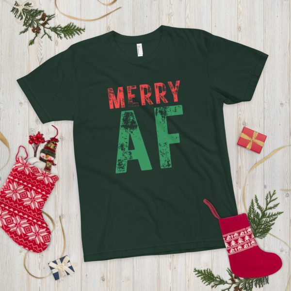 Merry AF T-shirt- forest green
