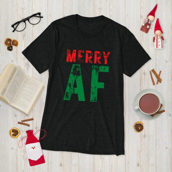 Merry AF T-shirt-Charcoal Black