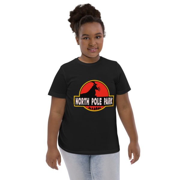 Model for black North Pole Park Youth shirt